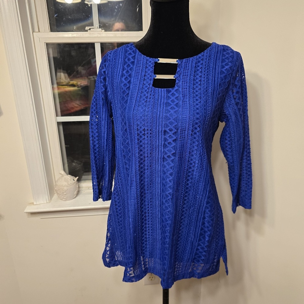 JM Collection Women 3/4 Sleeve Knit Layered Top Shirt Size Medium‎ Colorful